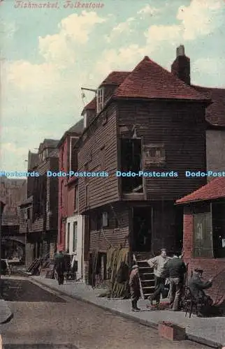 R724552 Folkestone Fishmarket Valentine Series PM Reading 1908