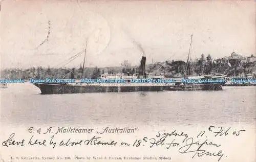 R722470 E and A Mailsteamer Australian L v Konneritz Sydney No 120 Ward and Farr