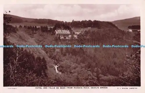 R722066 Devils Bridge Hotel and Falls as Seen From Raven Rock D J Davies Lampete