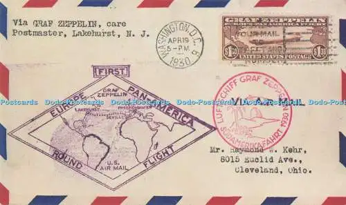 R729098 Repro Via Graf Zeppelin Care Postmaster Lakehurst N J Faksimile PM Washi