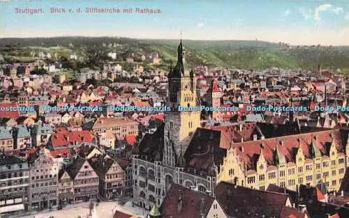 R729285 Stuttgart Blick v d Stiftskirche mit Rathaus H und V