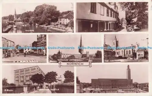 R729399 Norwich Thorpe The Town Hall Valentine RP 1953 Multi View