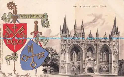 R731490 Peterborough The Cathedral West Front Tuck Heraldic Series 183 PM Malver