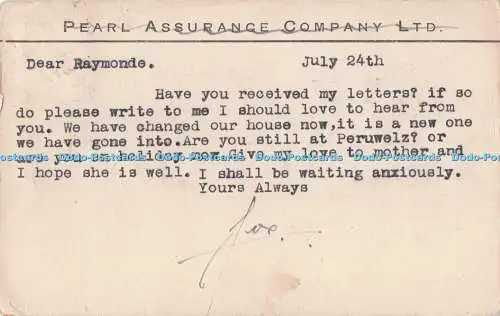 R729487 Pearl Assurance Company The Letter 1918