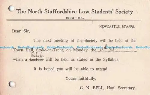 R729491 The North Staffordshire Law Students Society The Letter