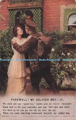 R729641 Farewell My Soldier Boy Bamforth Holmfirth New York Songs Series No 4886