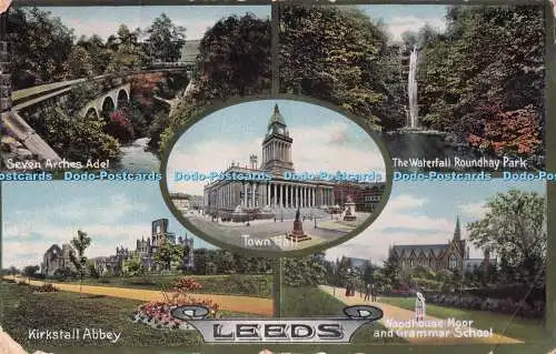 R729655 Leeds Kirkstall Abbey Town Hall W R and S Reliable Series 1911 Multi Vie