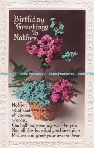 R732029 Geburtstagsgrüße an meine Mutter Korb mit Blumen RP