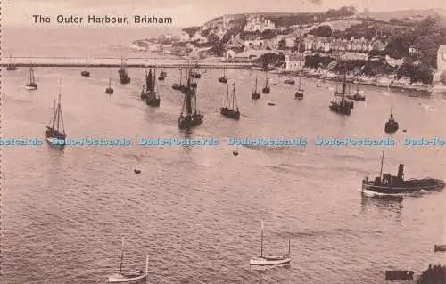 R732435 Brixham Postkarte Der äußere Hafen