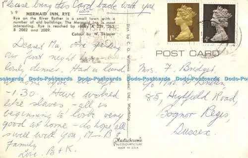 R528088 Rye Mermaid Inn C G Williams Plastichrome W Skipper