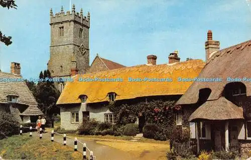 R528173 I W Godshill Old Cottages and Church W J Nigh Jarrold 1969