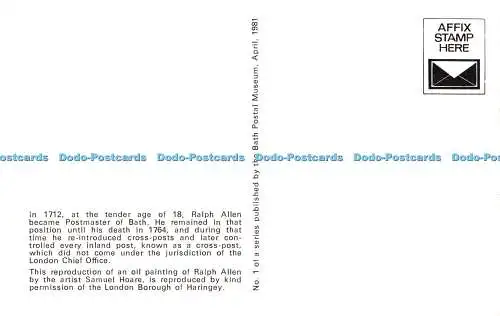 R528233 Ralph Allen Postmaster of Bath Bath Postal Museum Series No 1 1981