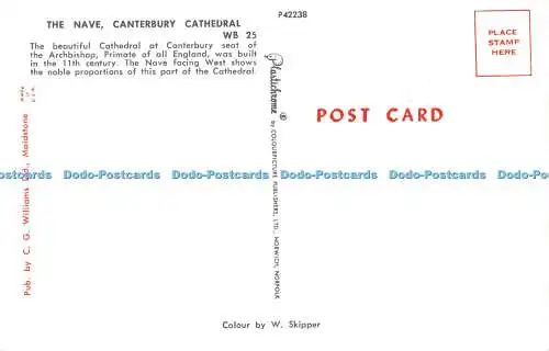 R528236 Canterbury Cathedral The Nave C G Williams Plastichrome W Skipper