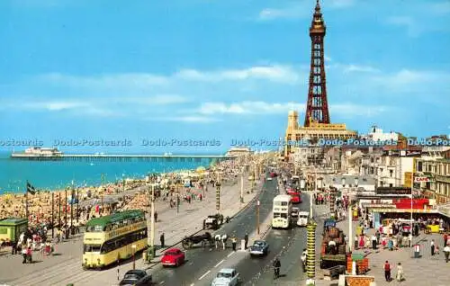 R530311 Blackpool Tower The Golden Mile and North Pier John Hinde