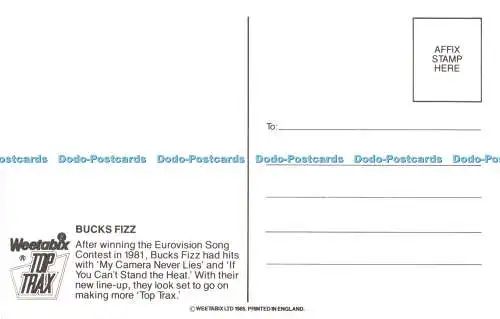 R530312 Bucks Fizz nach dem Gewinn des Eurovision Song Contest Weetabix