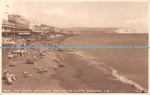 R530403 Sandown The Sands Esplanade and Culver Cliffs W J Nigh 1950