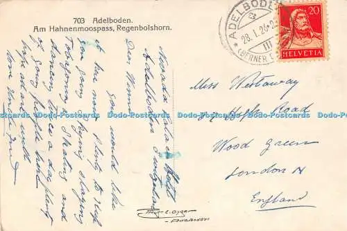 R532524 Adelboden Am Hahnenmoospass Regenbolshorn E Gyger 1926