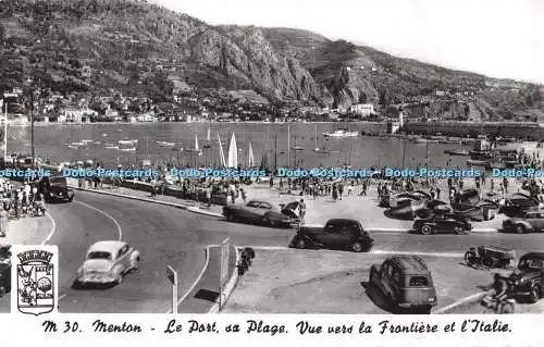 R532593 Menton Le Port sa Plage Vue vers la Frontiere et l Italie L Larcan RP