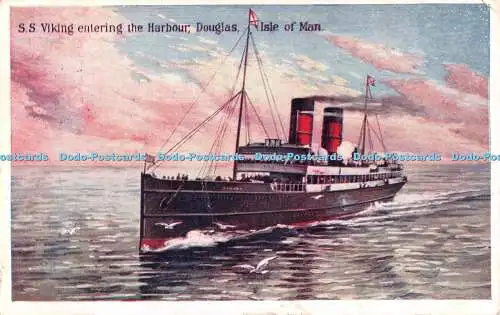 R531421 S S Viking betritt Hafen Douglas Isle of Man Stiefel Kasse Apotheke 1911