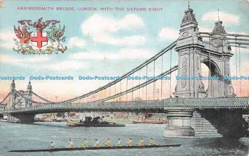 R532804 London Hammersmith Bridge with Oxford Eight G D and D L