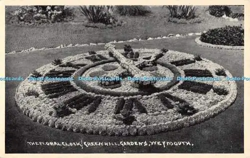 R534937 Weymouth Die Blumenuhr Green Hill Gardens H A Holcombe R A Postkarte