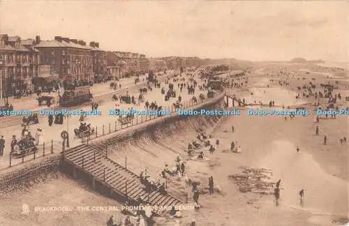 R535026 Blackpool Central Promenade and Beach Tuck Sepia 2405 1909