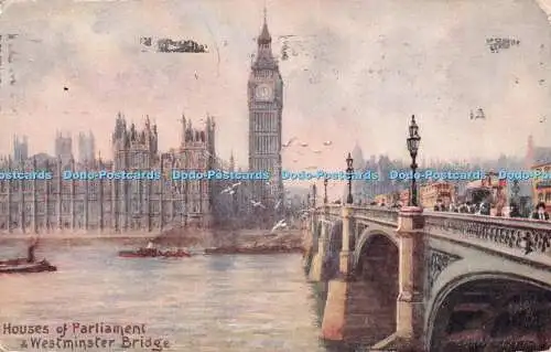 R537727 Houses of Parliament and Westminster Bridge London Tuck C E Flower Oilet