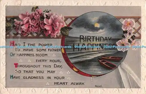 R537744 Birthday Happiness Had I the Power Id have some flower Noel Milton Serie