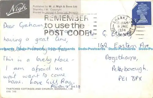 R535094 Reetdach Cottages and Church Godshill I W Nigh Jarrold 1974