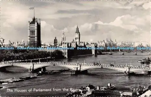 R537820 Houses of Parliament from River London R F 41 Fotografische Grußkarte