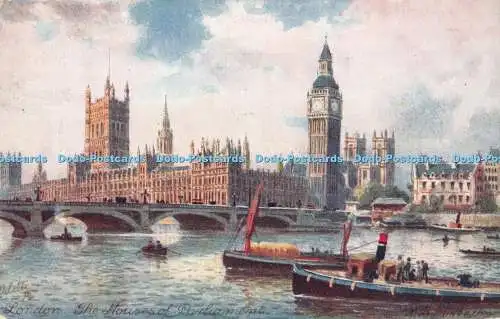 R535469 London Houses of Parliament H B Wimbush Tuck Oilette No 7975