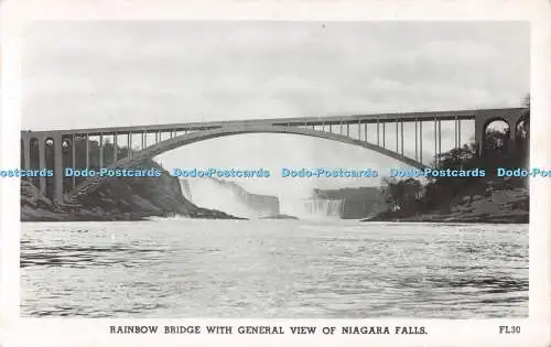 R532144 Regenbogenbrücke mit Gesamtansicht der Niagarafälle F H Leslie RP