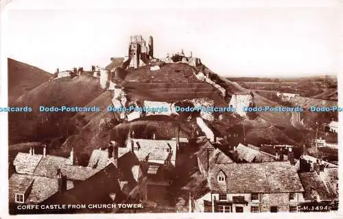 R532150 Corfe Castle aus Kirchturm T und C B Sun Ray Serie RP 1954