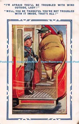 R538347 Ich fürchte, Sie werden vor Lady Bamforth Witty Comic mit Wind beunruhigt sein