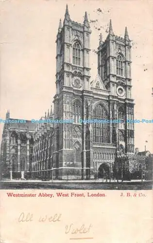 R538385 Westminster Abbey West Front London J B 1903