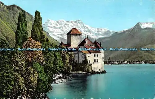 R533828 Chateau de Chillon a Montreux et la Dent du Midi Photoglob Wehrli A G Zu