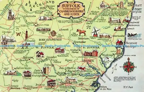 R533847 Suffolk with Parts of Cambridgeshire and Essex M F Peck Salmon Map