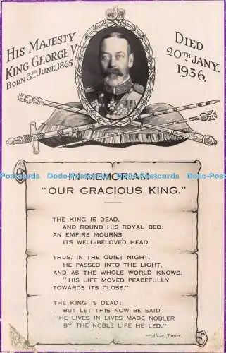 R538721 In Memoriam Our Gracious King His Majesty King George V Valentine RP