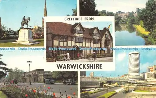 R534131 Greetings from Warwickshire Lady Godiva Statue Coventry The Castle Warwi