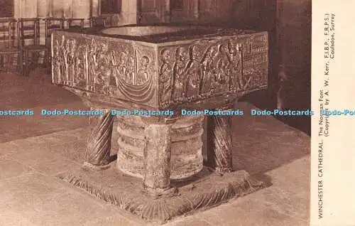 R536515 Winchester Cathedral The Norman Font A W Kerr