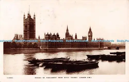 R536751 London Houses of Parliament From River Themse W H S Kingsway Echtfoto