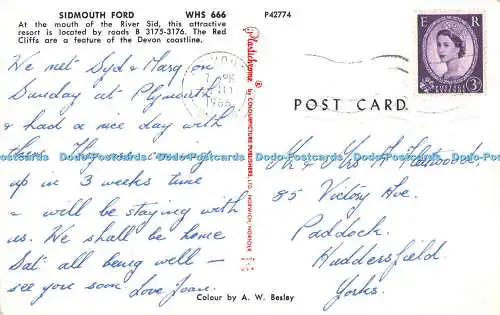R536786 Sidmouth Ford Plastichrome von Colourpicture A W Besley 1966