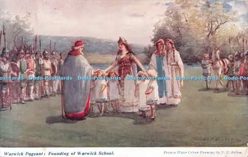 R539691 Warwick Festzug Gründung der Warwick School J N Bolton Aquarellpfosten