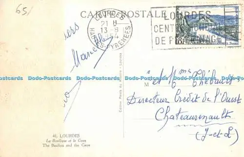 R539752 41 Basilika Lourdes und Gave Edition Palais du Rosaire 1954