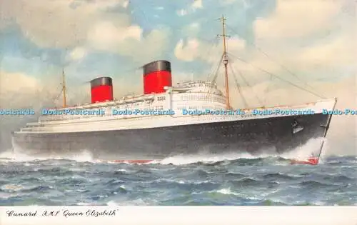 R537154 Cunard R M S Queen Elizabeth Postkarte