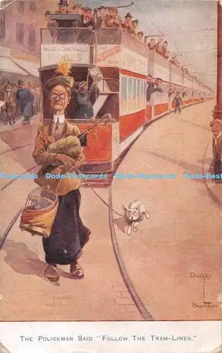 R540431 Der Polizist sagte, folgen Sie den Straßenbahnlinien A V N Jones Dudley Buxton 1920