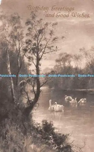 R541076 Geburtstagsgrüße und gute Wünsche Schwäne künstlerische Serie W McK