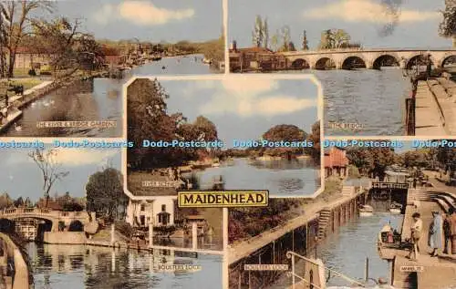 R542499 Maidenhead River Scene Boulters Lock The Bridge F Frith Multi View