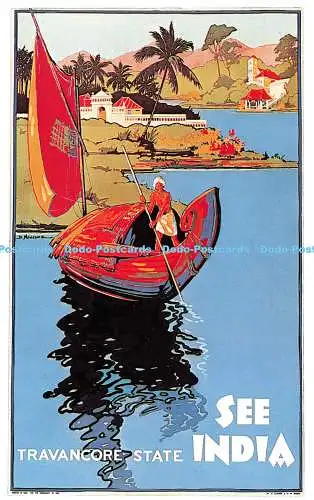 R541710 Siehe Indien Travancore State Dalkeith Poster Karte P 168 D Newsome 1938