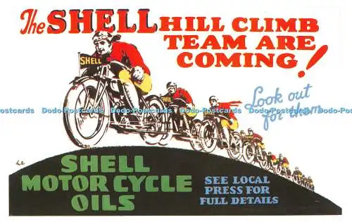 R542828 Das Shell Hill Climb Team kommt Shell Motorradöle frühe Shell